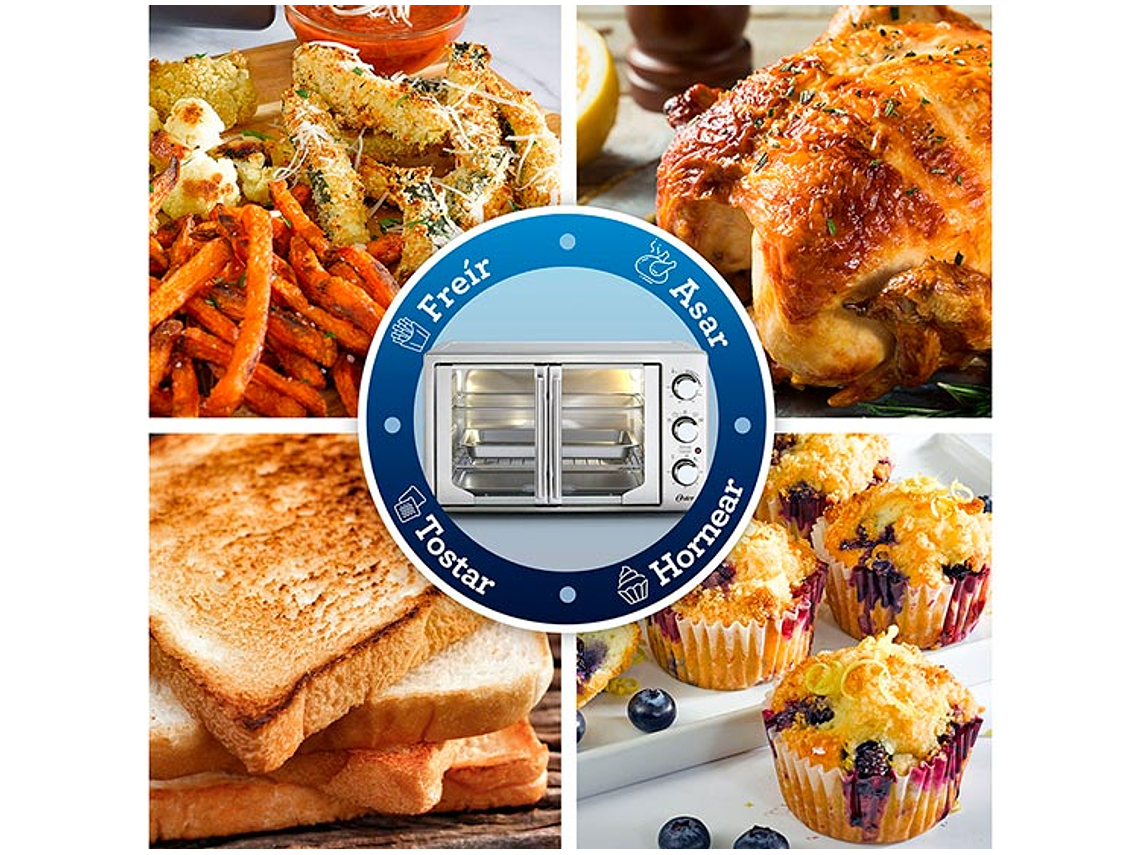 HORNO ELÉCTRICO OSTER 42 L TSSTTVFDMAFNS-052 CON FREIDORA DE AIRE ® PUERTAS ESTILO FRANCÉS 6