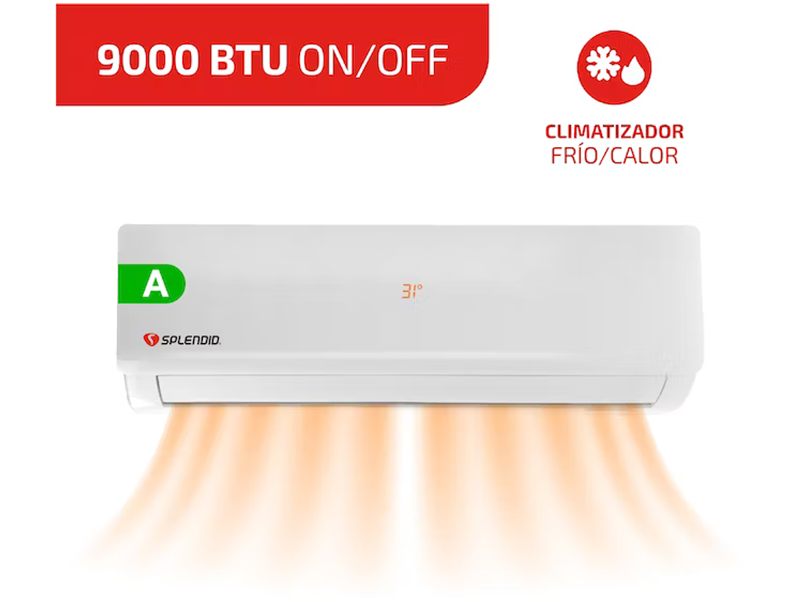 AIRE ACONDICIONADO SPLIT 9000BTU SPLENDID 9