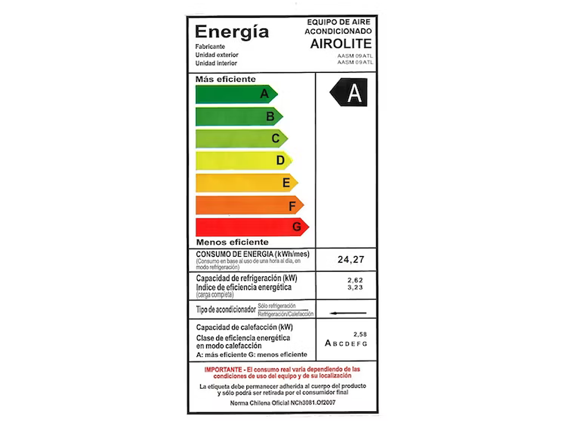 AIRE ACONDICIONADO ON/OFF 9000 BTU WIFI AIROLITE 2