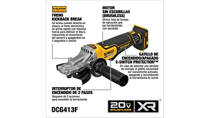 ESMERIL DE CABEZA PLANA DEWALT 5 20 V SIN BATERÍA DCG413FB