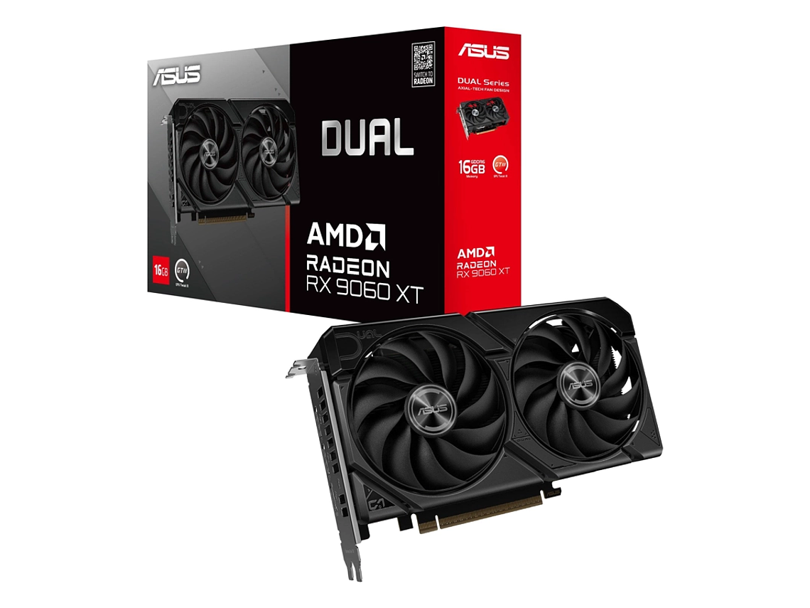 TARJETA DE VIDEO ASUS DUAL RADEON RX 9060 XT, 16GB GDDR6, 192-BIT, PCI-E 5.0 1