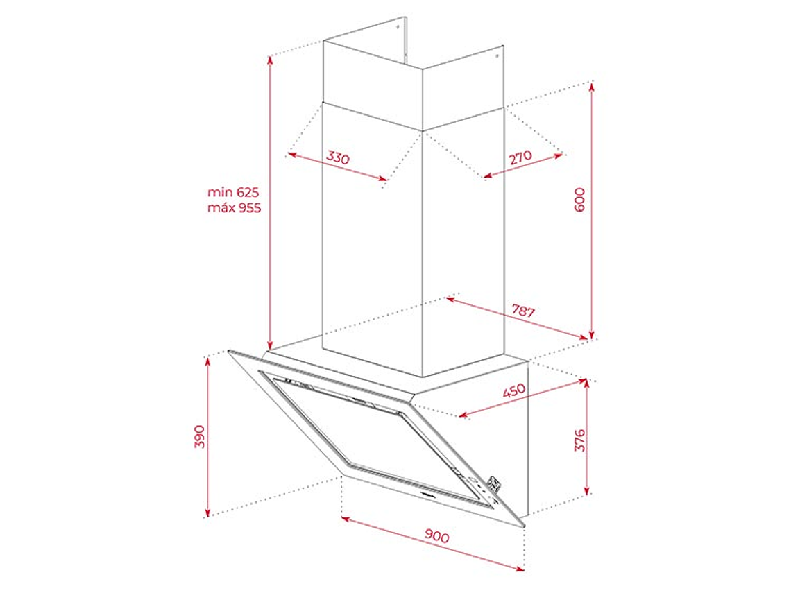 CAMPANA CONVENCIONAL TEKA 90 CM DLV 99677 TOS BK TH DECORATIVA 9