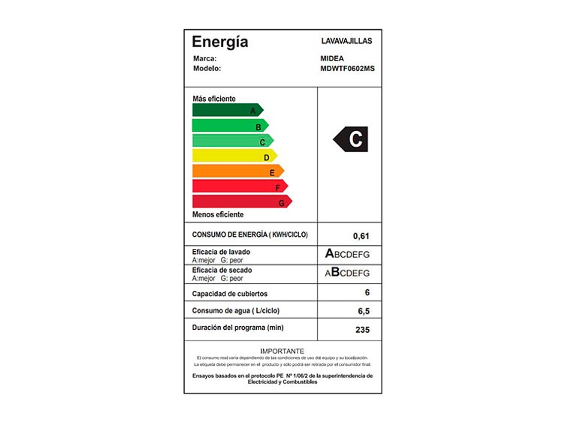 LAVAVAJILLAS MIDEA 6 CUBIERTOS FREESTANDING MDWTF0602MS 8