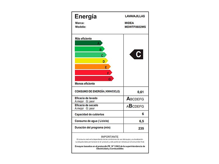 LAVAVAJILLAS MIDEA 6 CUBIERTOS FREESTANDING MDWTF0602MS 8