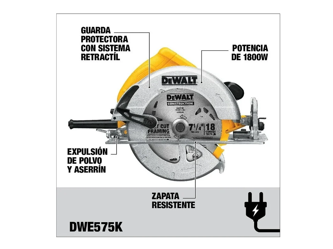 SIERRA DEWALT CIRCULAR 7 1/4 1800 W DWE575K 2