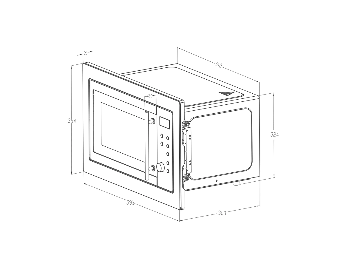 MICROONDAS EMPOTRADO GRÖNER BLACK GRILL 25L 3