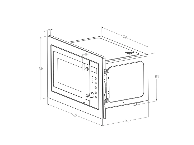 MICROONDAS EMPOTRADO GRÖNER BLACK GRILL 25L 3