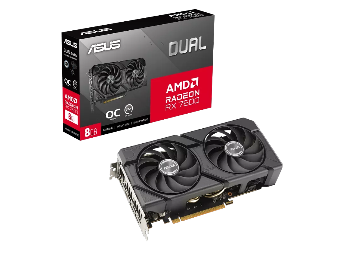 TARJETA DE VIDEO ASUS DUAL RADEON RX 7600 EVO OC EDITION, 8GB GDDR6, 128-BIT, PCI-E 4.0 1