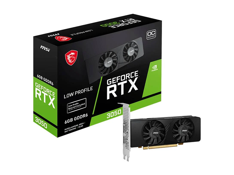 TARJETA DE VIDEO MSI NVIDIA® GEFORCE® RTX™ 3050 LP 6G OC, 14 GBPS, 6GB GDDR6, 96-BIT, LOW PROFILE 1