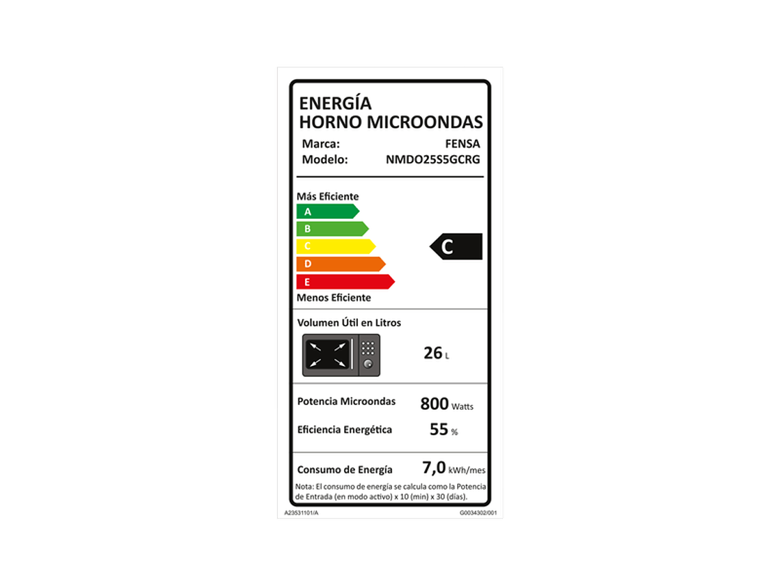 MICROONDAS 25 LITROS DIGITAL ELIMINA OLORES NMDO25S5GCRG 6