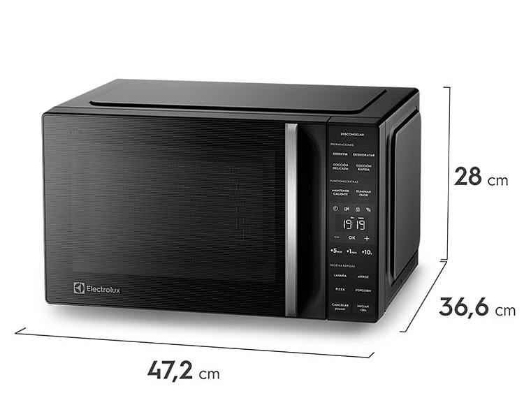 MICROONDAS ELECTROLUX 25 L ME25N DIGITAL NEGRO PLATO GIRATORIO 4