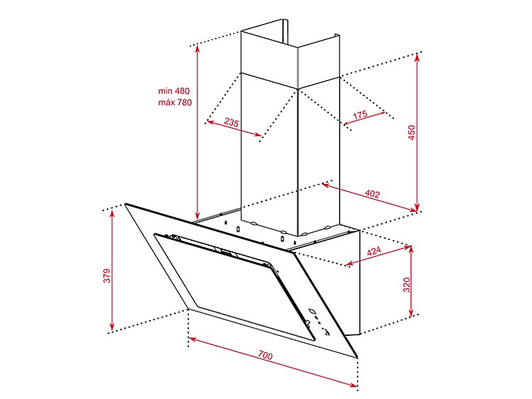 CAMPANA DECORATIVA VERTICAL TEKA DVT PRO 78660 TBS BK NEGRO 8