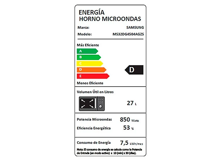 MICROONDAS SAMSUNG 32 L MS32DG4504AGZS CON POWER DEFROST PLATO GIRATORIO 7