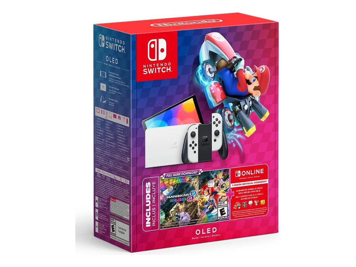 CONSOLA NINTENDO SWITCH OLED BLANCA CON MARIO KART 8 DELUXE 6