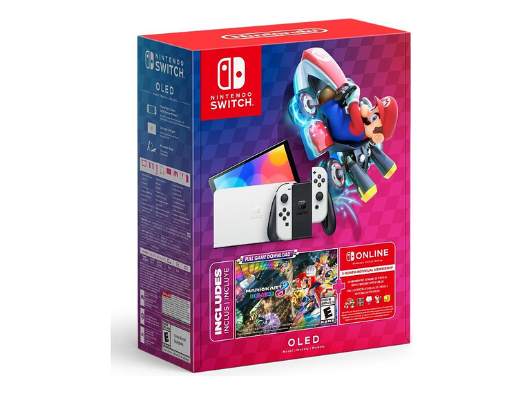 CONSOLA NINTENDO SWITCH OLED BLANCA CON MARIO KART 8 DELUXE 6