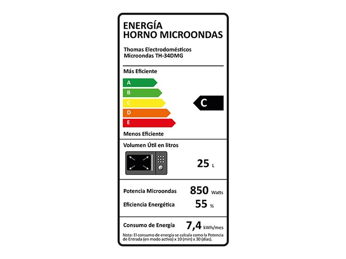 MICROONDAS THOMAS TH34DMG ESPEJADO PLATO GIRATORIO 9