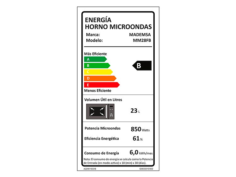 MICROONDAS DIGITAL MM28FB 28 LTS MADEMSA 7
