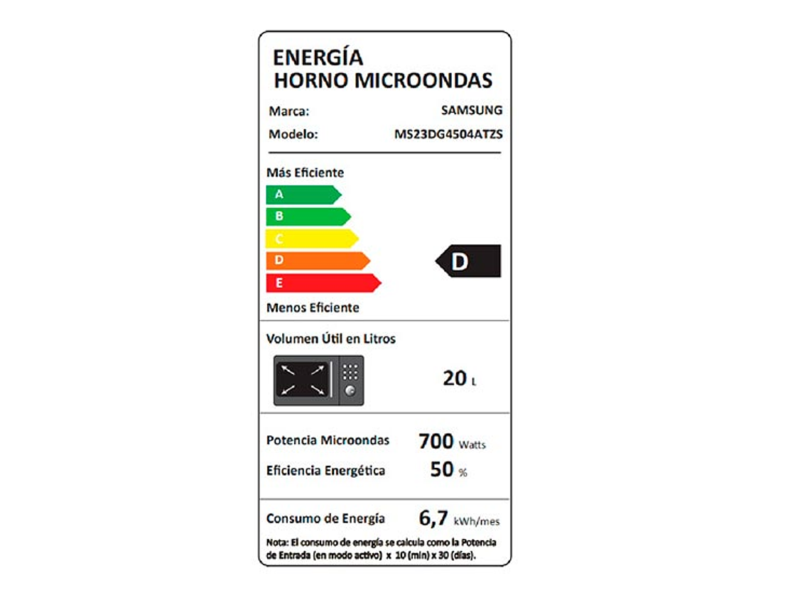 MICROONDAS SAMSUNG 23 L MS23DG4504ATZS QUICK DEFROST PLATO GIRATORIO 9