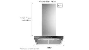 CAMPANA COCINA DECORATIVA ELECTROLUX 60CM TIMER CE6TF