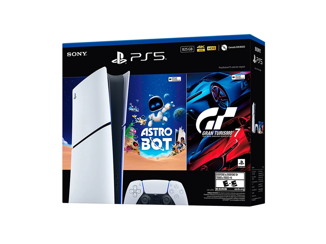 CONSOLA PLAYSTATION 5 EDICIÓN DIGITAL 825GB + ASTRO BOT + GRAN TURISMO 7 4