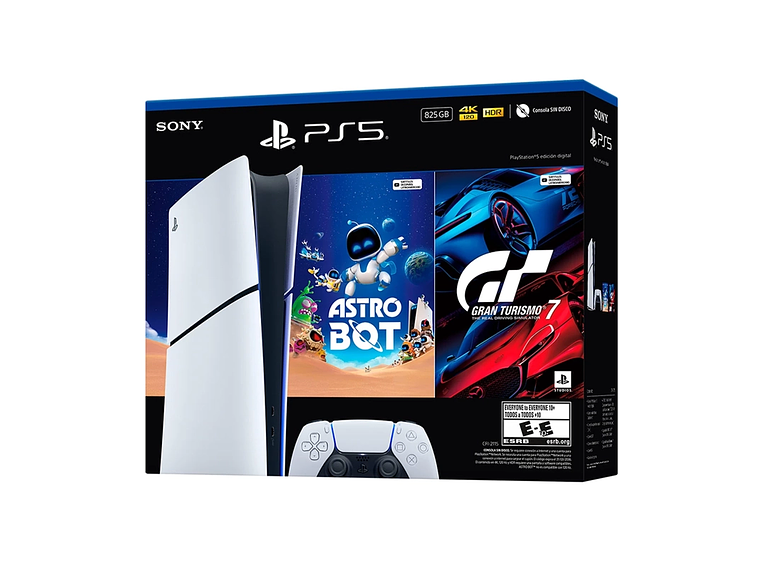 CONSOLA PLAYSTATION 5 EDICIÓN DIGITAL 825GB + ASTRO BOT + GRAN TURISMO 7 4