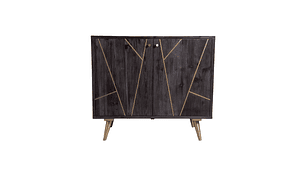 COMODA MONG DE MADERA Y ACERO COLOR NEGRO