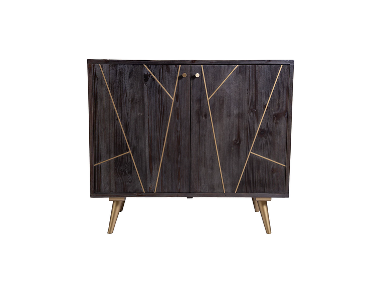 COMODA MONG DE MADERA Y ACERO COLOR NEGRO 1