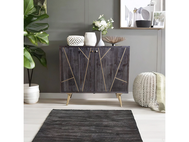 COMODA MONG DE MADERA Y ACERO COLOR NEGRO 2