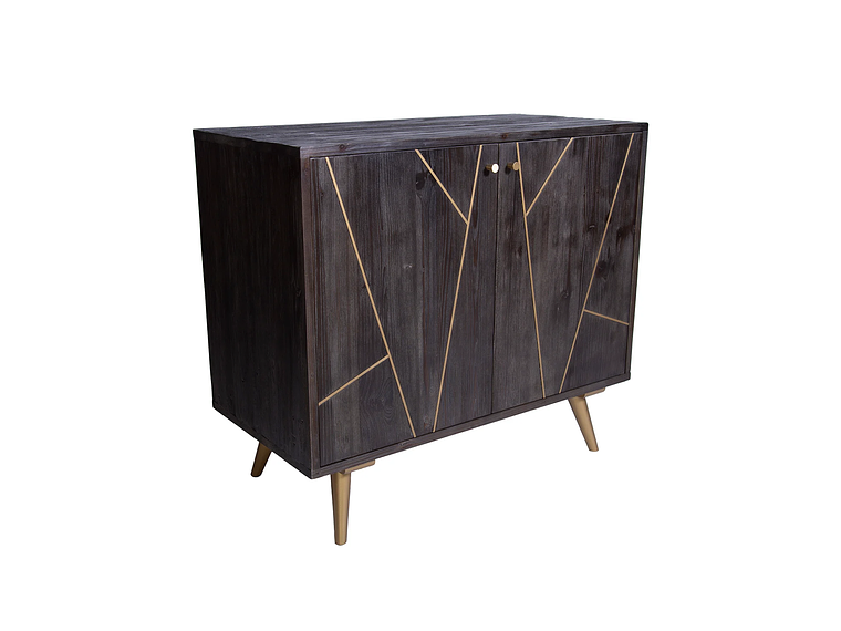 COMODA MONG DE MADERA Y ACERO COLOR NEGRO 5