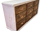 CÓMODA CON 9 CAJONES DE MADERA TAIKKEE COLOR BLANCO DECAPADO Y NOGAL - Miniatura 2