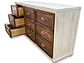 CÓMODA CON 9 CAJONES DE MADERA TAIKKEE COLOR BLANCO DECAPADO Y NOGAL - Miniatura 3