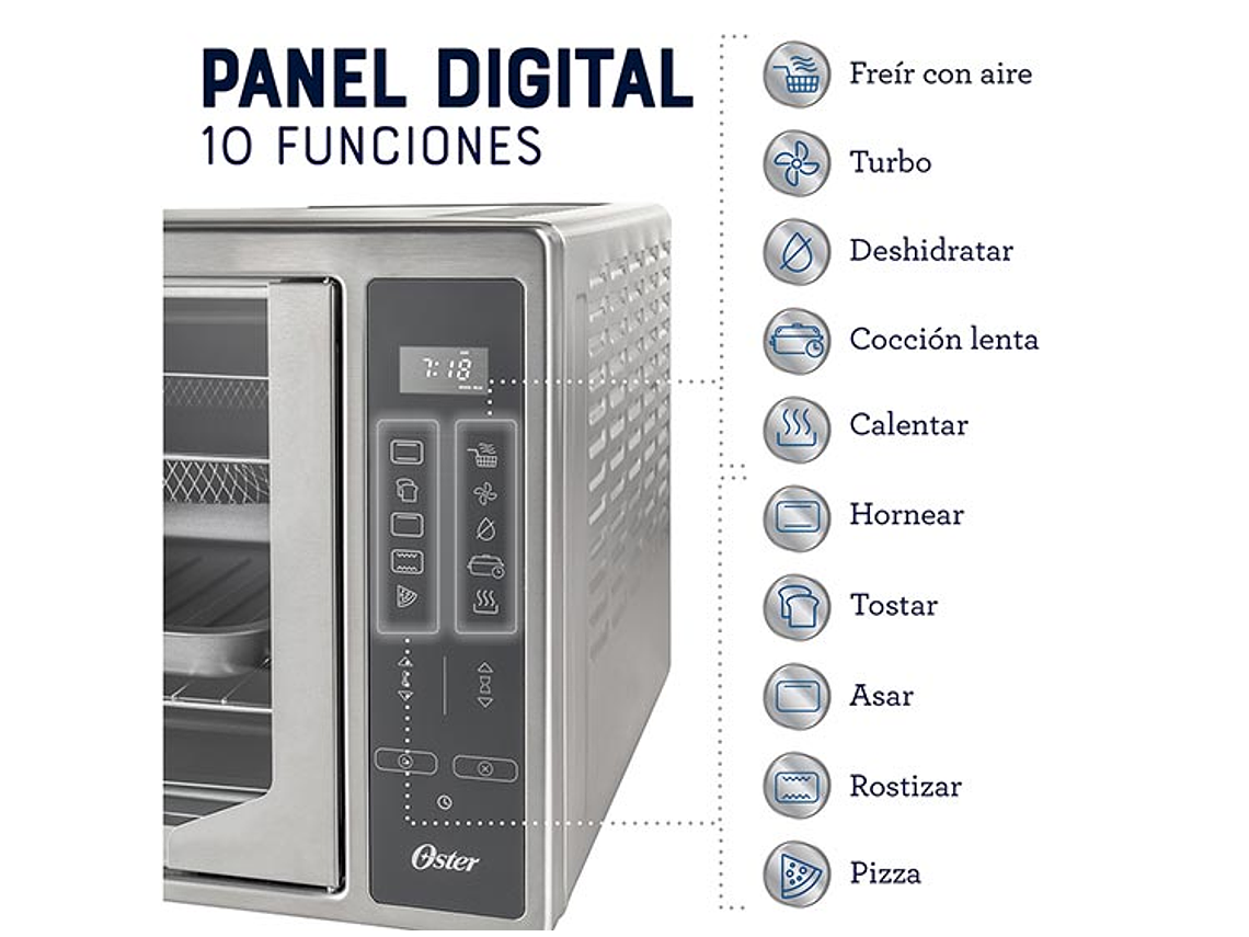 HORNO DIGITAL CON FREIDORA DE AIRE OSTER® DE 42 LITROS DE PUERTAS ESTILO FRANCÉS TSSTTVFDDAFNS 4