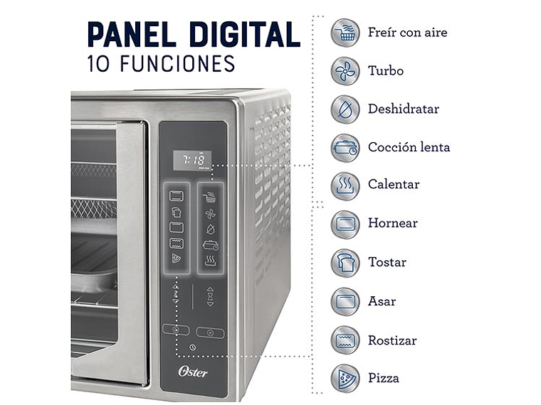HORNO DIGITAL CON FREIDORA DE AIRE OSTER® DE 42 LITROS DE PUERTAS ESTILO FRANCÉS TSSTTVFDDAFNS 4