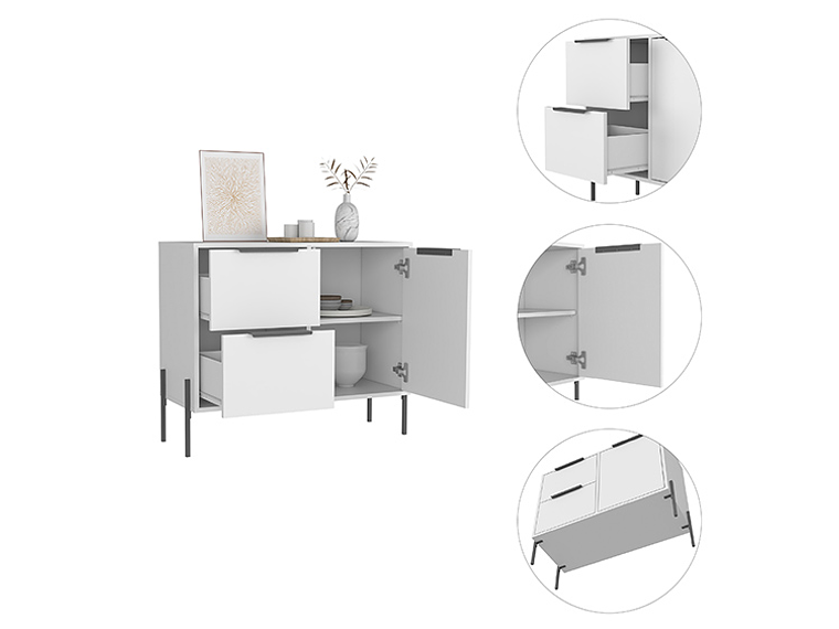 BUFFET TUHOME COLLECTION 1 PUERTA 2 CAJONES BLANCO 3