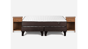 JUEGO DE DORMITORIO ROSEN CAMA EUROPEA ERGO T NEW BD 2 PLAZAS + VELADORES TABOR CAFE