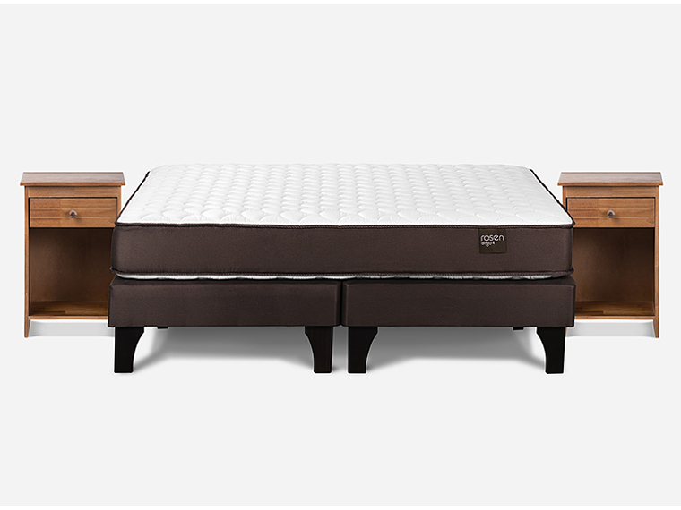 JUEGO DE DORMITORIO ROSEN CAMA EUROPEA ERGO T NEW BD 2 PLAZAS + VELADORES TABOR CAFE 1
