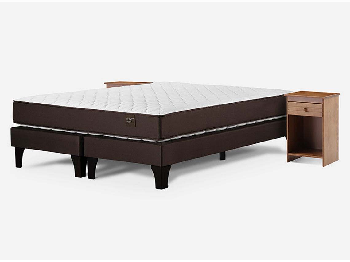 JUEGO DE DORMITORIO ROSEN CAMA EUROPEA ERGO T NEW BD 2 PLAZAS + VELADORES TABOR CAFE 2