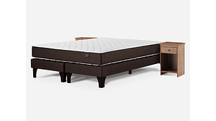 JUEGO DE DORMITORIO ROSEN CAMA EUROPEA ERGO T NEW BD 2 PLAZAS + VELADORES TABOR CAFE