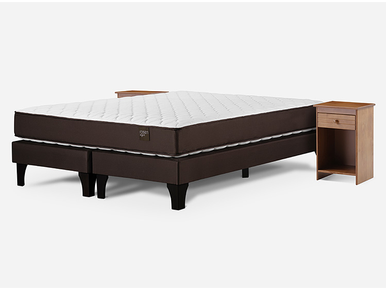 JUEGO DE DORMITORIO ROSEN CAMA EUROPEA ERGO T NEW BD 2 PLAZAS + VELADORES TABOR CAFE 2