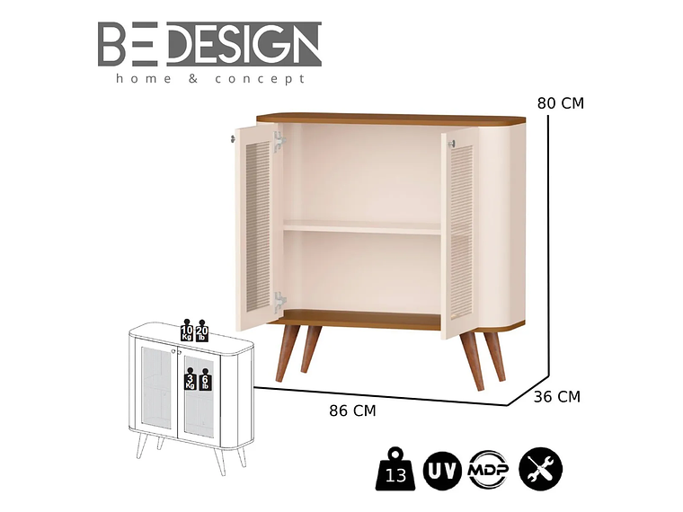 BUFFET BE DESIGN NEON PERLA 4 PUERTAS CARAMELO 2