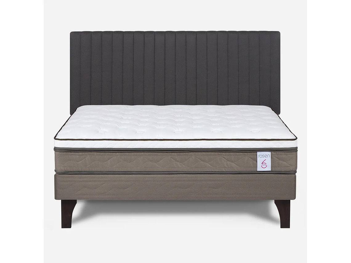 JUEGO DE DORMITORIO ROSEN CAMA EUROPEA NEW STYLE 6 2 PLAZAS B/N + RESPALDO LUCIO GRAFITO 1