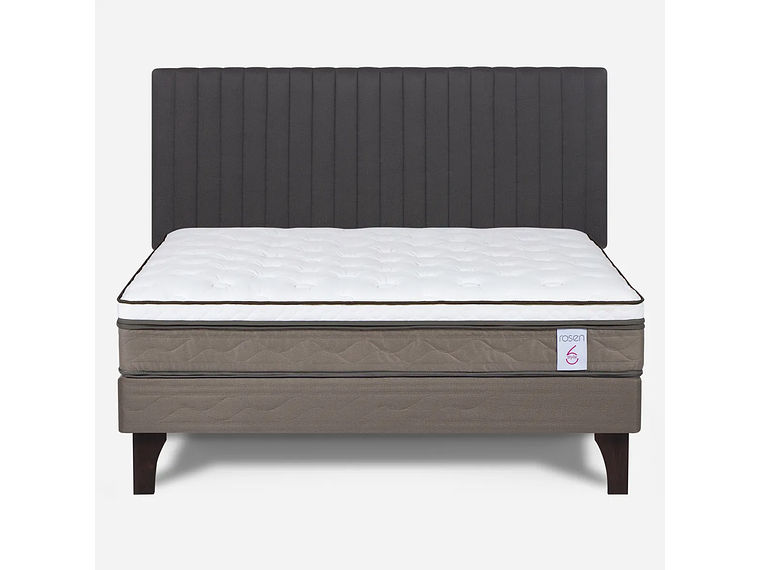 JUEGO DE DORMITORIO ROSEN CAMA EUROPEA NEW STYLE 6 2 PLAZAS B/N + RESPALDO LUCIO GRAFITO 1