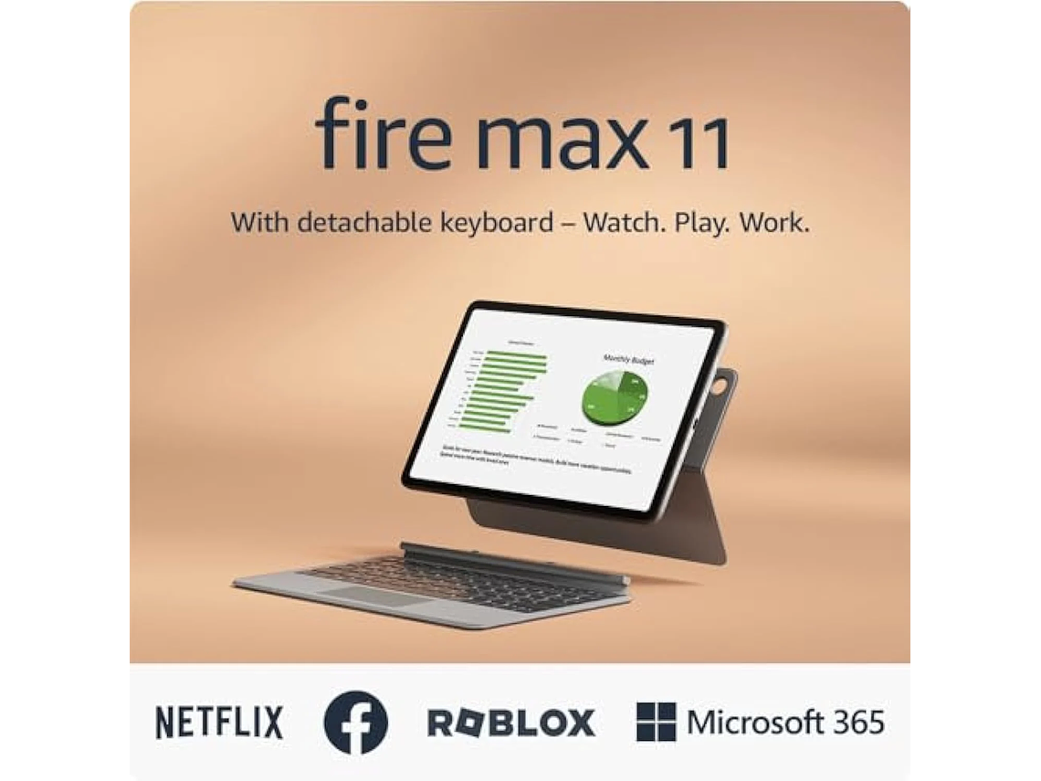 TABLET Y FUNDA CON TECLADO AMAZON FIRE MAX 11 CON PROCESADOR DE 8 NÚCLEOS DE 64 GB 1