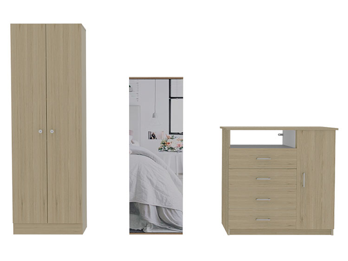 SET DE MUEBLES TUHOME DREAMS 4 CLOSET + CÓMODA + ZAPATERO ROVERE BLANCO 1