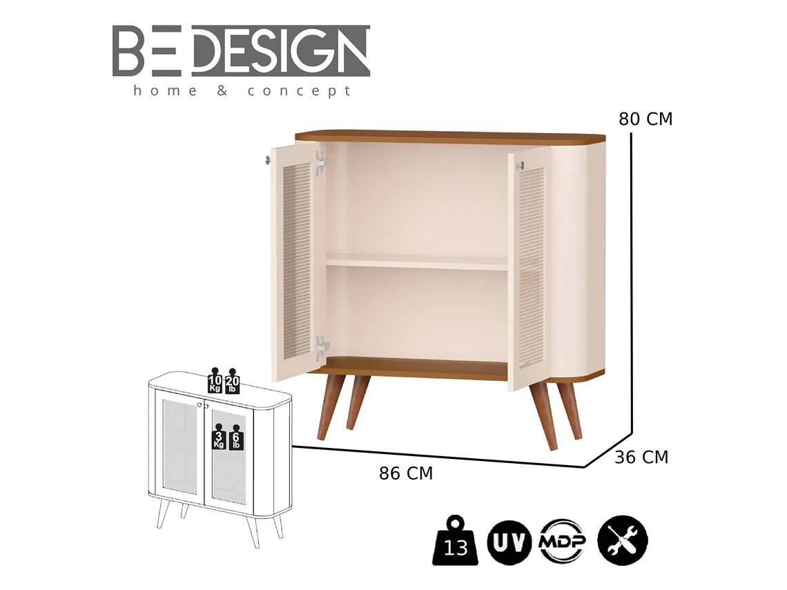 BUFFET BE DESIGN NEON PERLA 4 PUERTAS CARAMELO 6