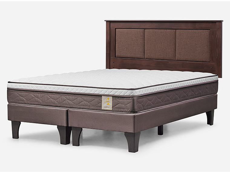 JUEGO DE DORMITORIO ROSEN CAMA EUROPEA NEW STYLE 4 PLUS BD 2 PLAZAS CAFÉ + RESPALDO RACHEL 2