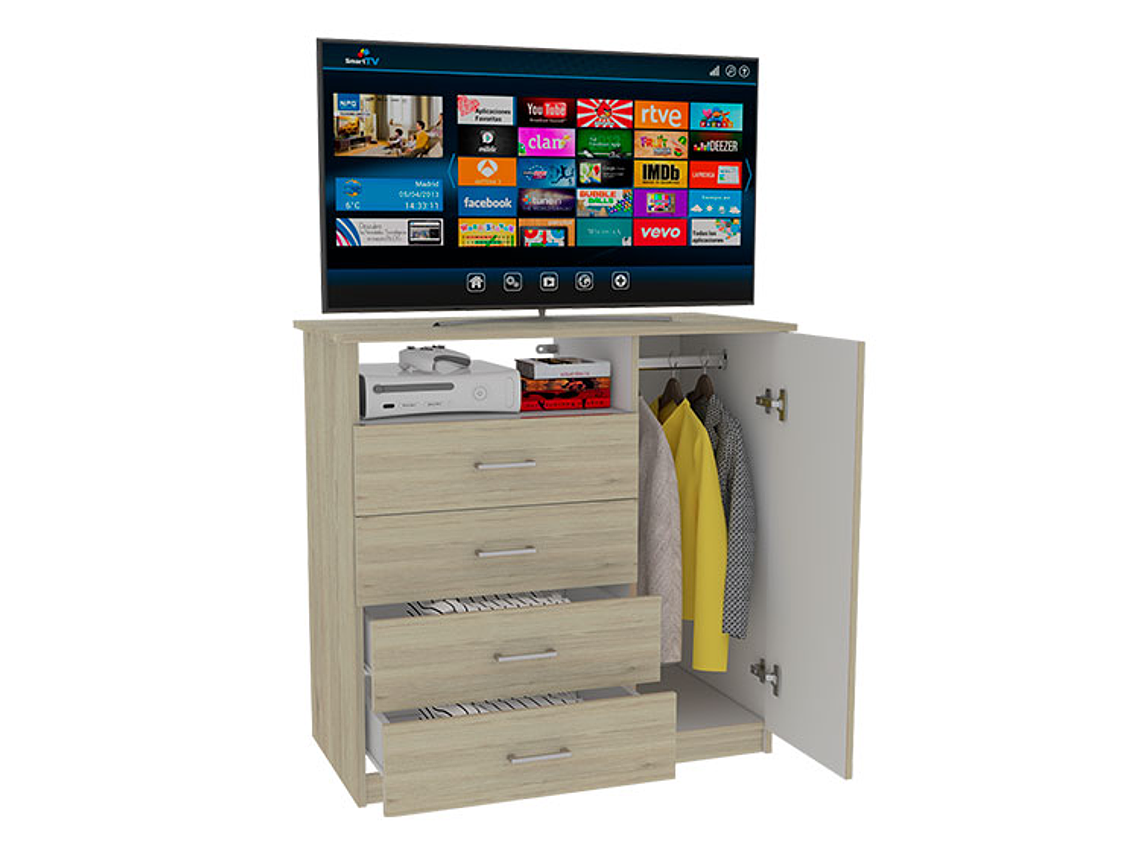 SET DE MUEBLES TUHOME DREAMS 4 CLOSET + CÓMODA + ZAPATERO ROVERE BLANCO 4