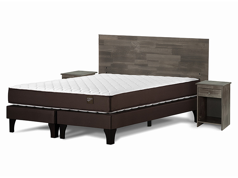 JUEGO DE DORMITORIO ROSEN CAMA EUROPEA ERGO T BD 2 PLAZAS + SET TABOR GRAFITO 2