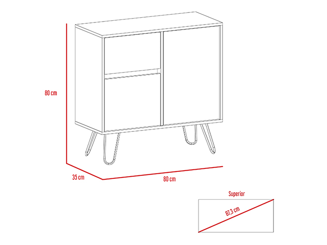BUFFET TUHOME ANDORRA Z 80 2 PUERTAS 1 CAJÓN CAFÉ 2