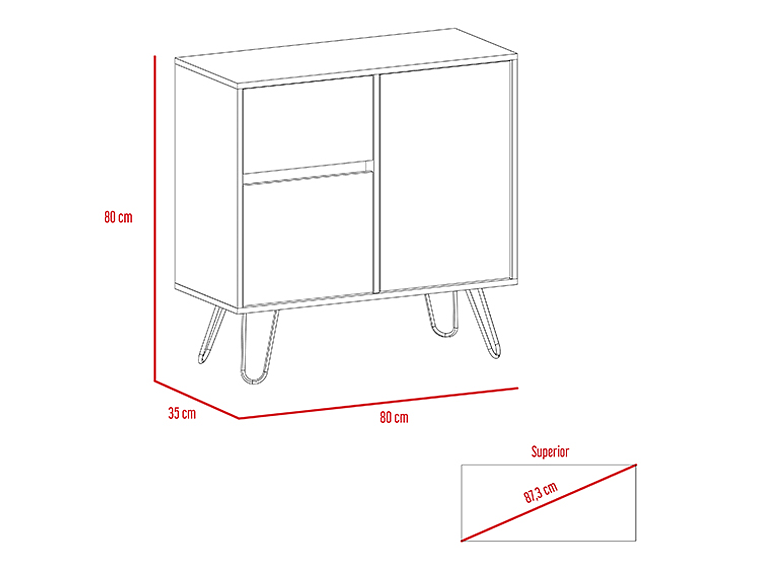 BUFFET TUHOME ANDORRA Z 80 2 PUERTAS 1 CAJÓN CAFÉ 2